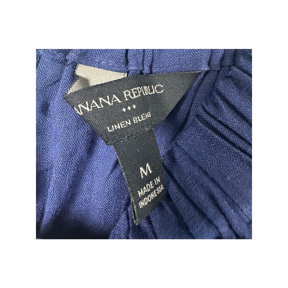 Banana Republic Linen Blend Off Shoulder Mini Dress - Indigo Blue - Size M - Picture 6 of 7
